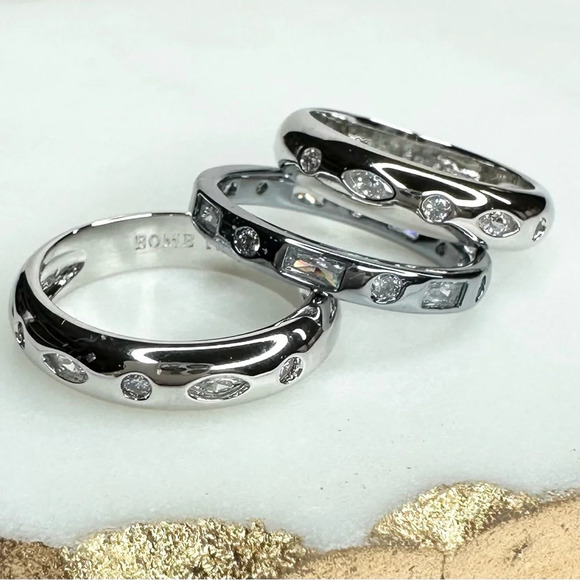 Bomb Party Luxe Bands Take a Bow, Diva RBP8729 NWT Rhodium/Hematite Plating - Picture 1 of 9